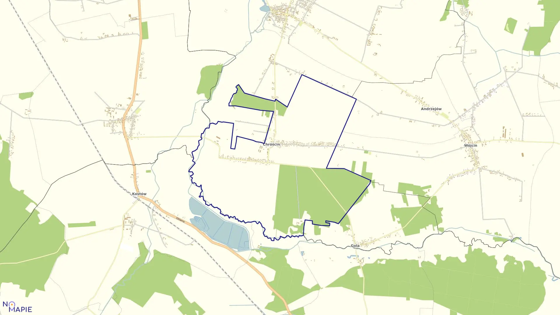 Mapa obrębu CHRÓŚCIN gmina Bolesławiec powiat wieruszowski