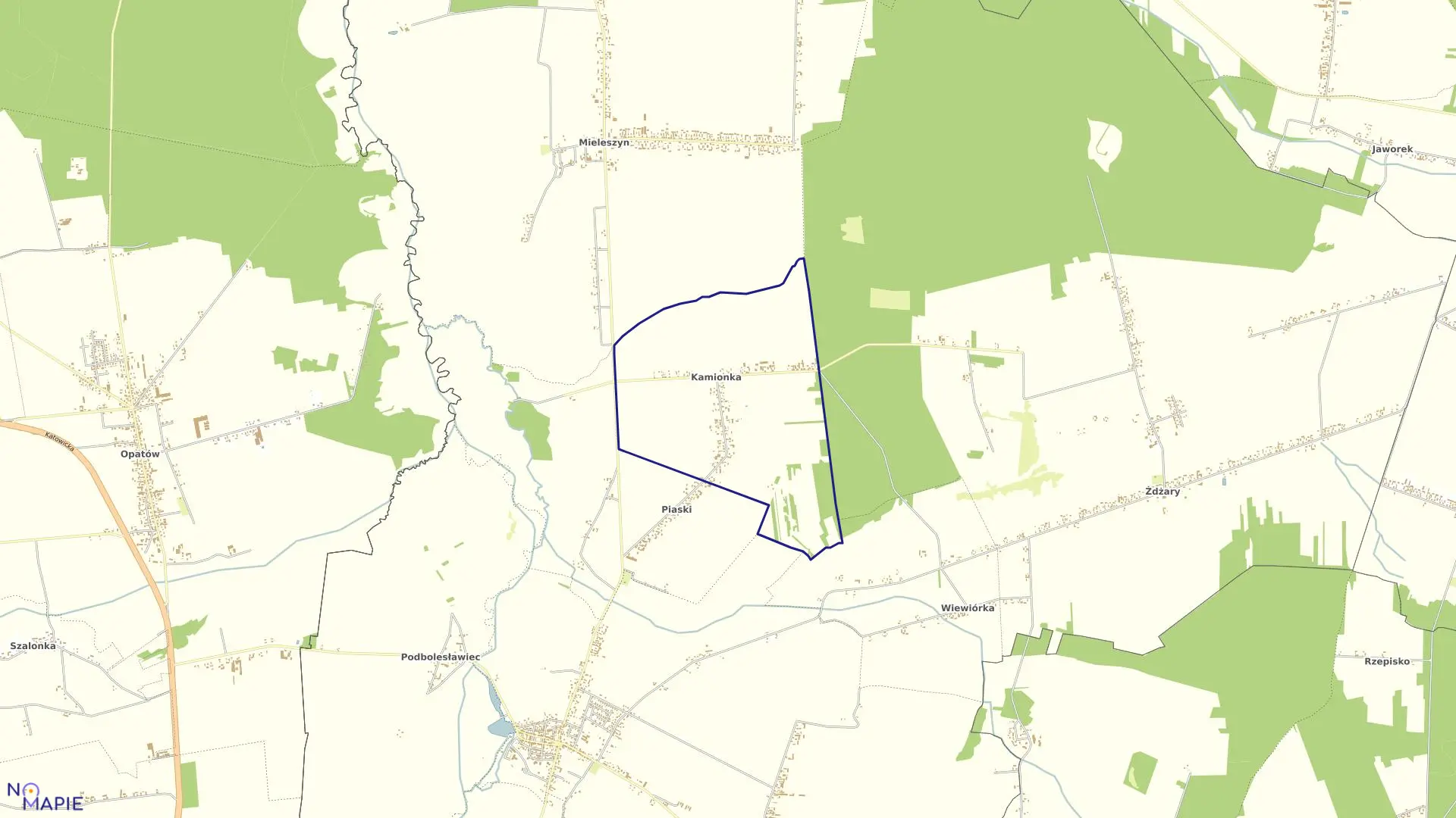Mapa obrębu KAMIONKA gmina Bolesławiec powiat wieruszowski