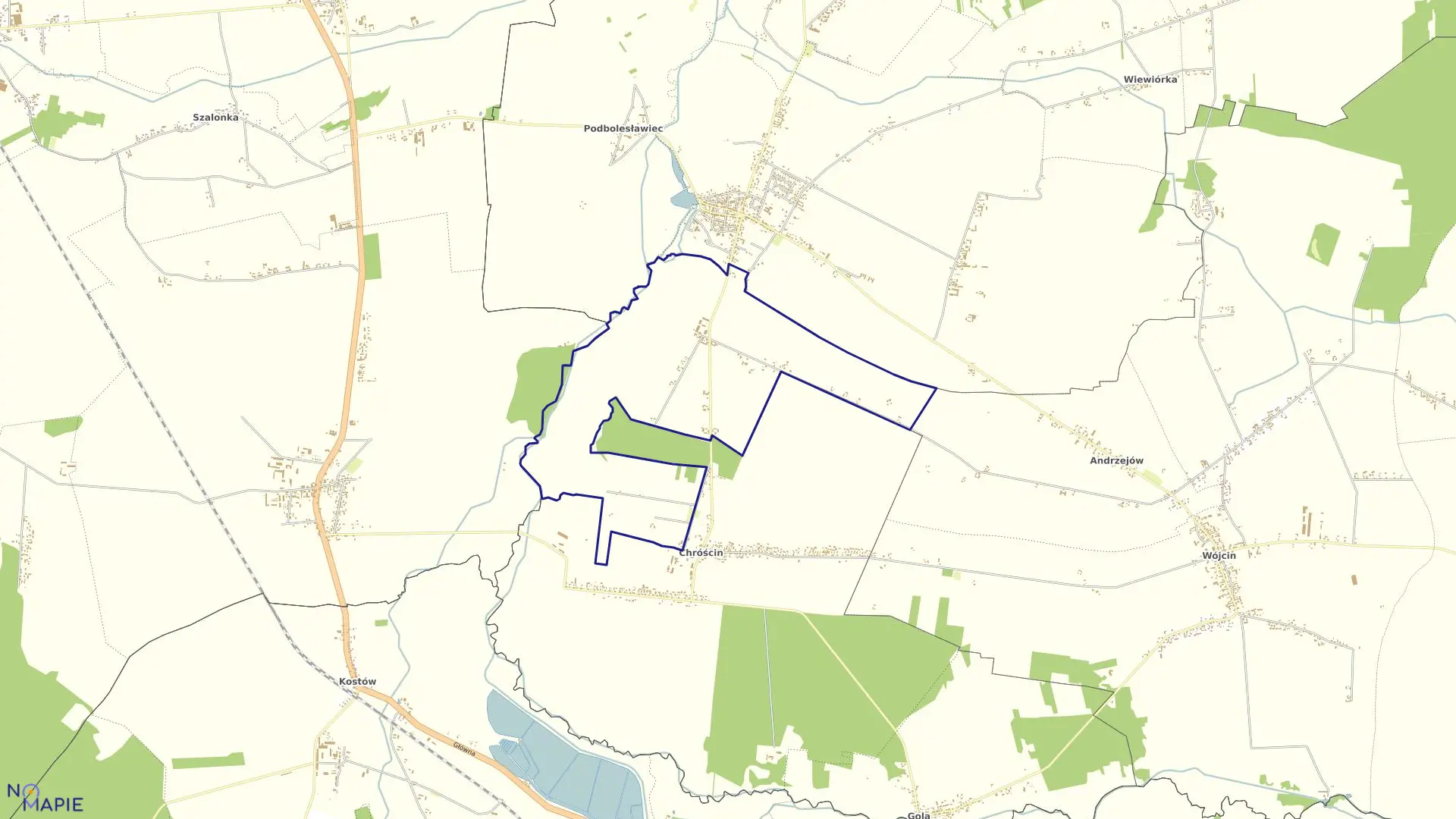 Mapa obrębu KOLONIA BOLESŁAWIEC CHRÓŚCIN gmina Bolesławiec powiat wieruszowski
