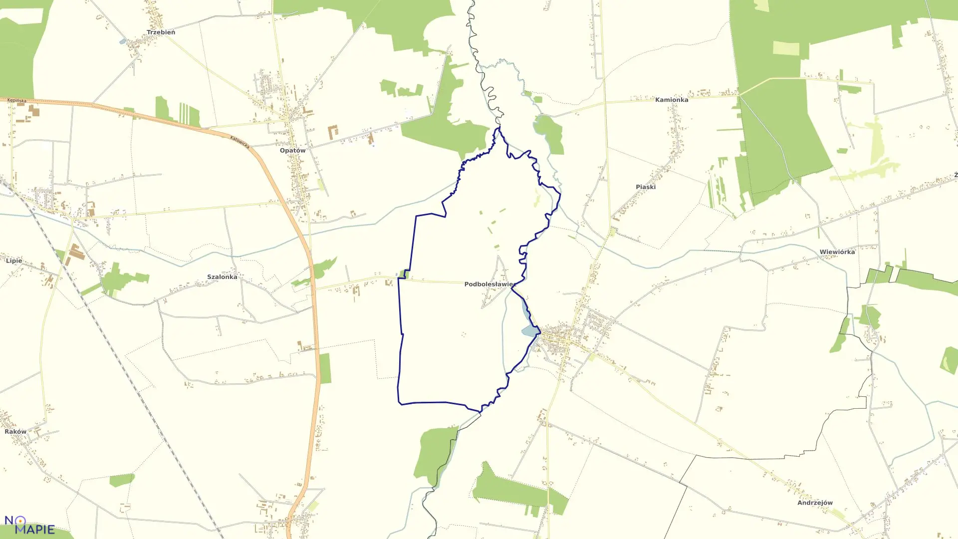 Mapa obrębu PODBOLESŁAWIEC gmina Bolesławiec powiat wieruszowski